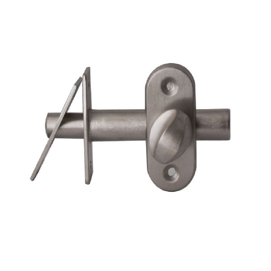 Insteekgrendel Vienna PVD inox 50 mm met knop 90705002 Hardbrass - Deurbeslag-en-meer.nl