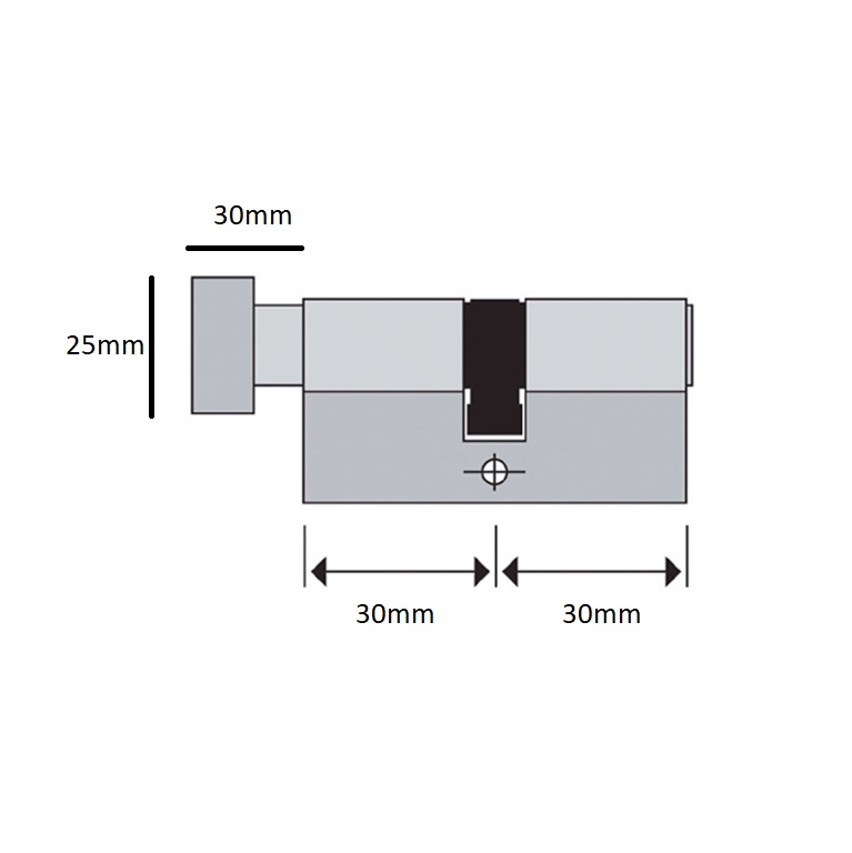 Knopcilinder VDS Security Zwart D-knop K30/30