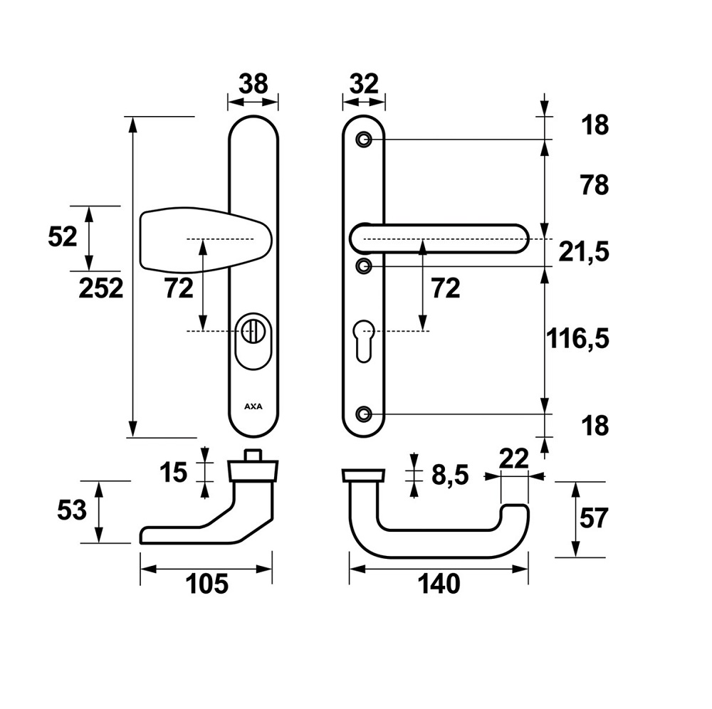 Knopgarnituur SMAL ovaal PC72 SKG3 F1 6768499172U