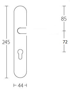 Knopschild afgerond zwart met cilindergat 72mm