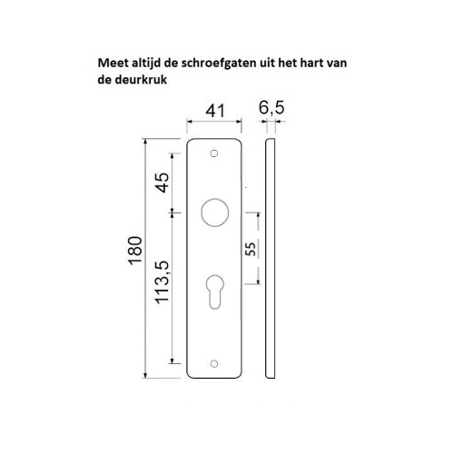 Maatvoering 180 serie AMI krukgarnituur zwart pc55 - Deurbeslag-en-meer.nl