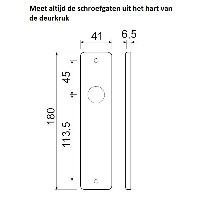 Maatvoering 180 serie AMI krukgarnituur zwart - Deurbeslag-en-meer.nl