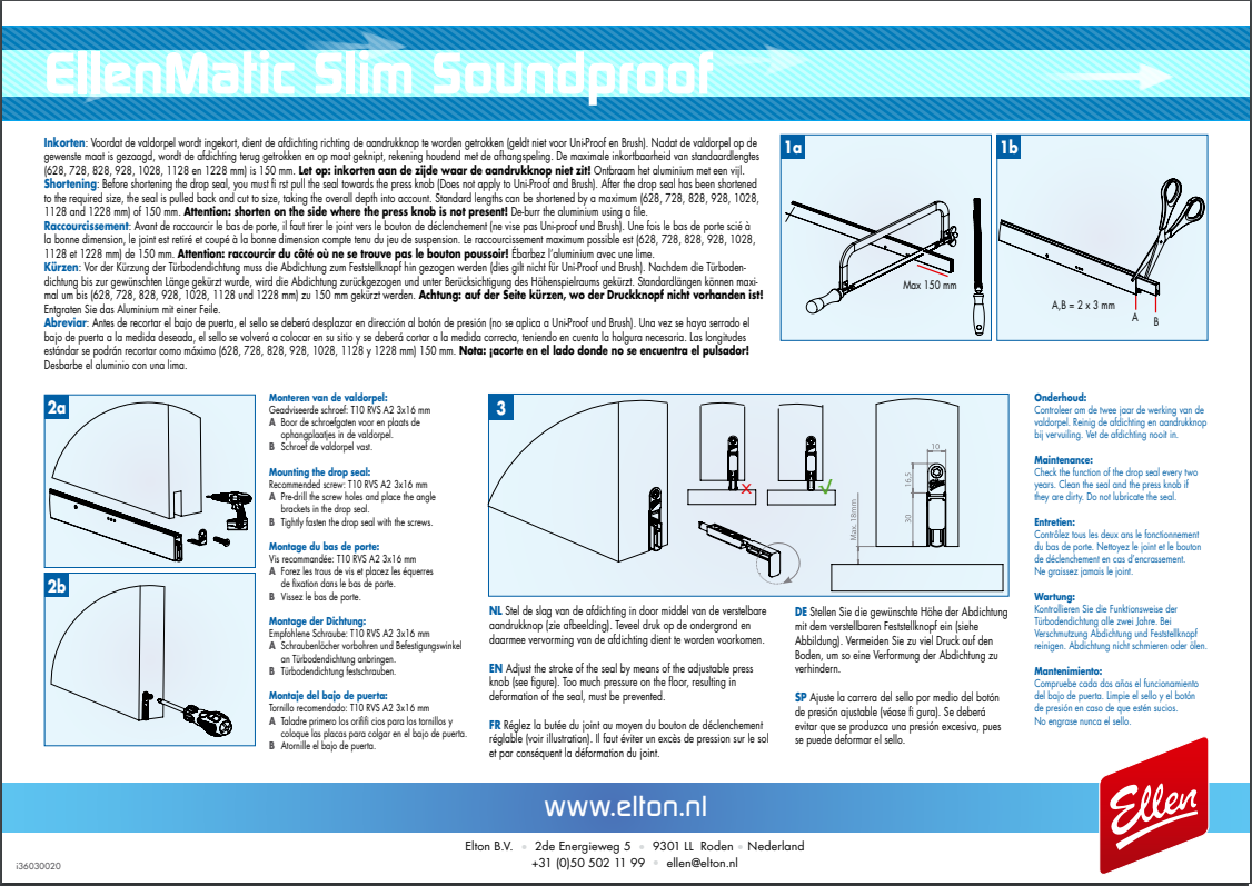 Montagehandleiding blad 2 - Valdorpel Ellenmatic Soundproof Slim - Ellen 2038001 - Deurbeslag-en-meer.nl