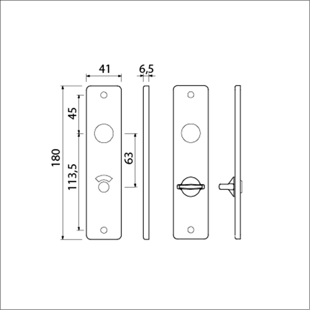 Deurbeslagset Blokmodel WC63/8mm Zwart