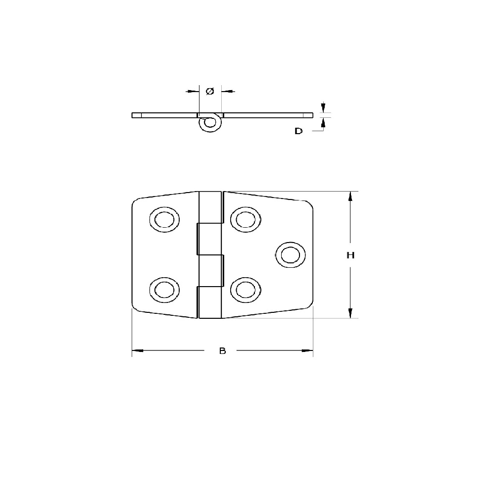 Tek, Klepscharnier 40x55x1.5 mm vaste pen RVS - Deurbeslag-en-meer