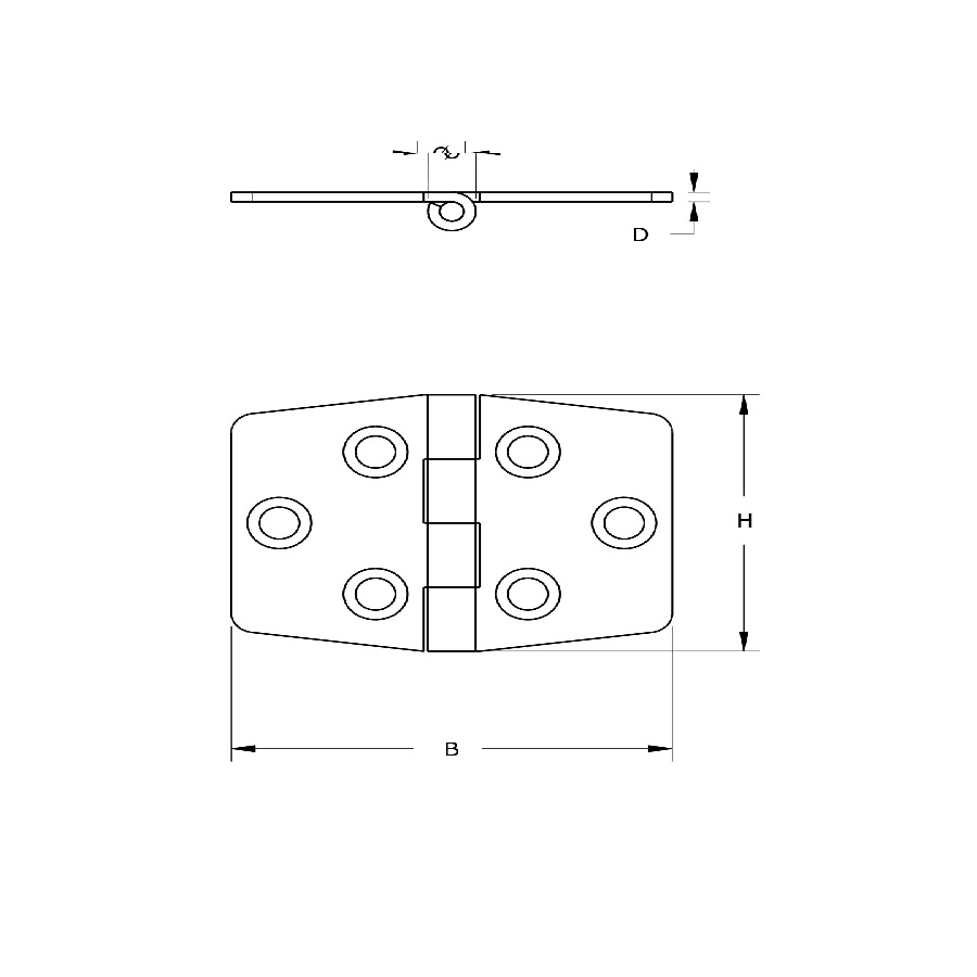 Tek, Klepscharnier 40x70x1.5mm vaste pen RVS - Deurbeslag-en-meer