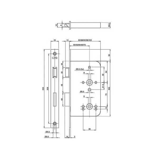 Tek. Badkamer-WC-slot Lips 2486-17T24-60 - Assa Abloy - Lips - Deurbeslag-en-meer