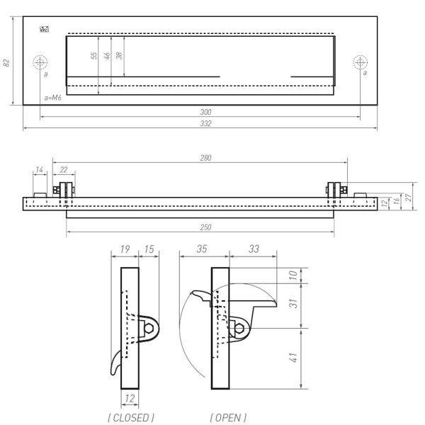 Tek. Briefplaat Pure zwart 332x82mm PLE-EXT 15858 Dauby 15858VO - Deurbeslag-en-meer.nl