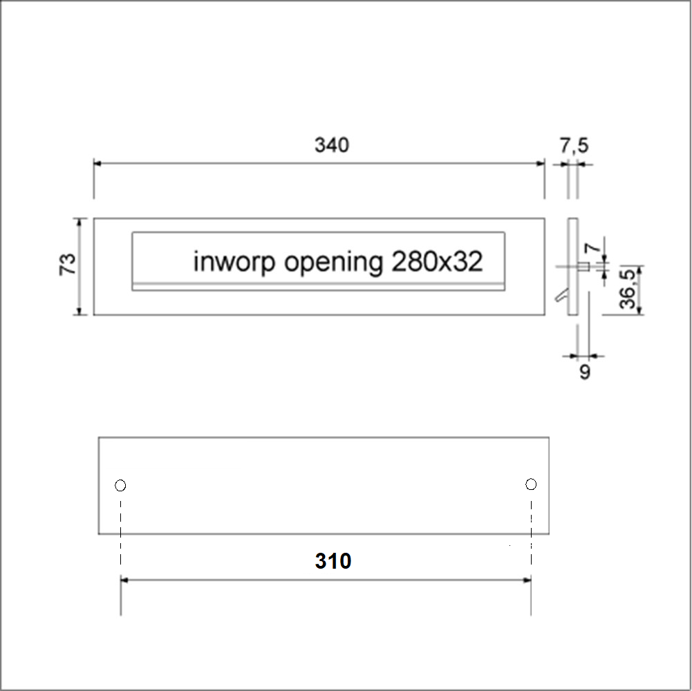 Tek. Briefplaat met veer aluminium zwart 739605