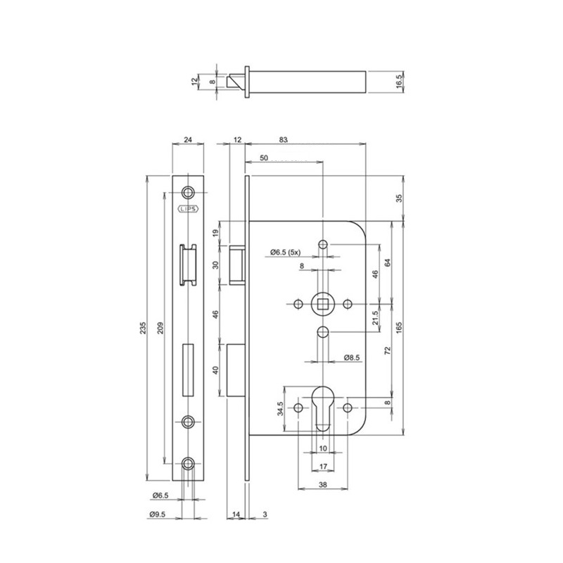 Tek. Cilinderslot Lips 2420-17T24-50 - Assa Abloy - Lips - Deurbeslag-en-meer