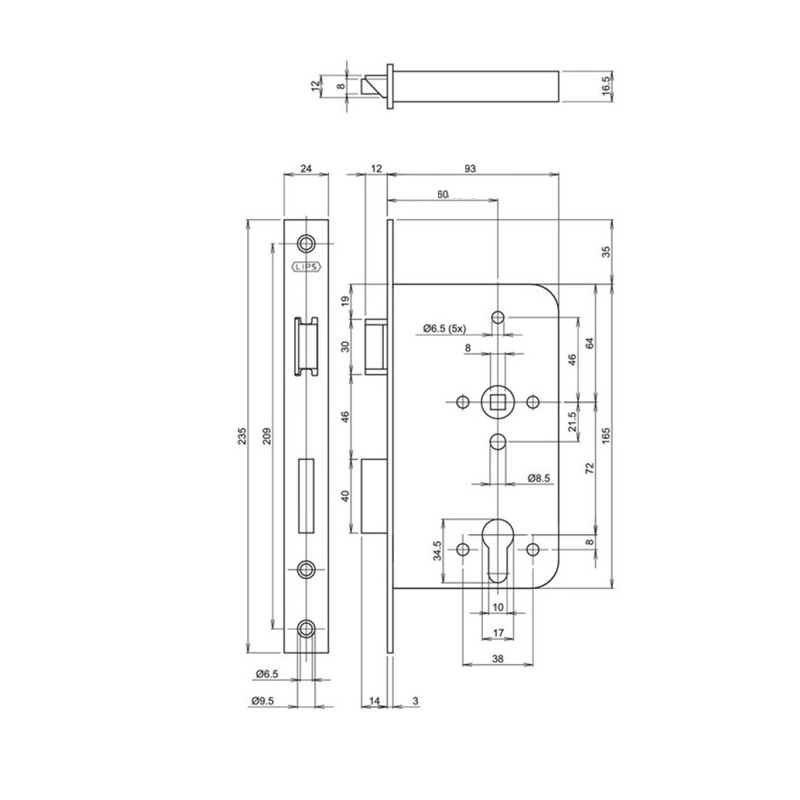 Tek. Cilinderslot Lips 2420-17T24-60 - Assa Abloy - Lips - Deurbeslag-en-meer