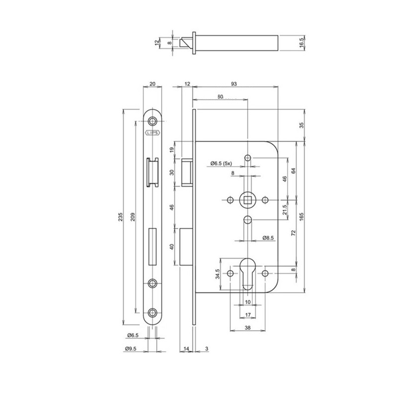 Tek. Cilinderslot Lips 2420-17U24-60 - Assa Abloy - Lips - Deurbeslag-en-meer