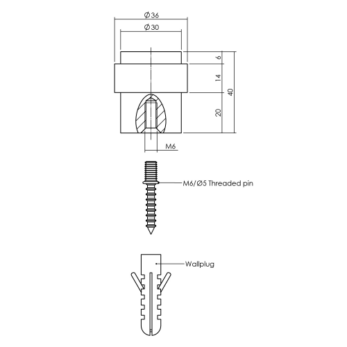 Tek. Deurbuffer Vloer zwart 30x40mm Intersteel - Deurbeslag-en-meer.nl