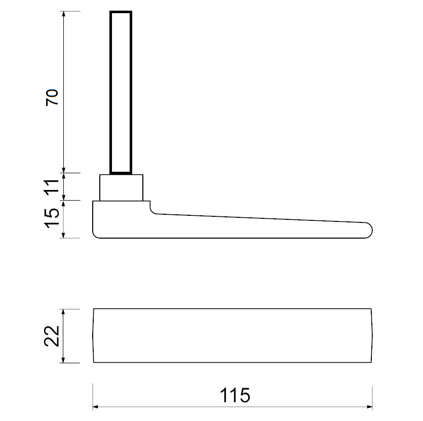 Tek. Deurkruk 353 zwart stiftdeel voor rolluik-garagedeur 40mm AMI - Deurbeslag-en-meer