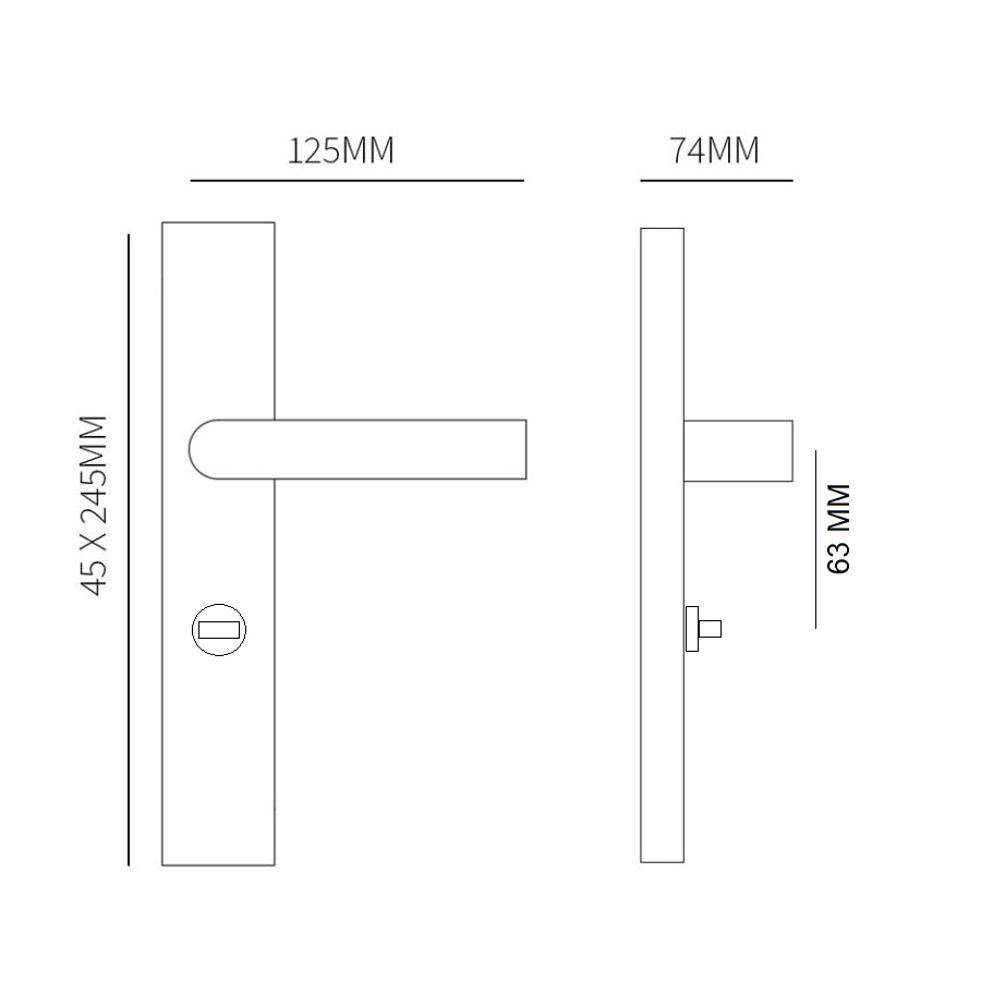 Tek. Deurkruk Istanbul op rechthoekig schild Puurzwart WC63-8 - Hardbrass 62382640 - Deurbeslag-en-meer