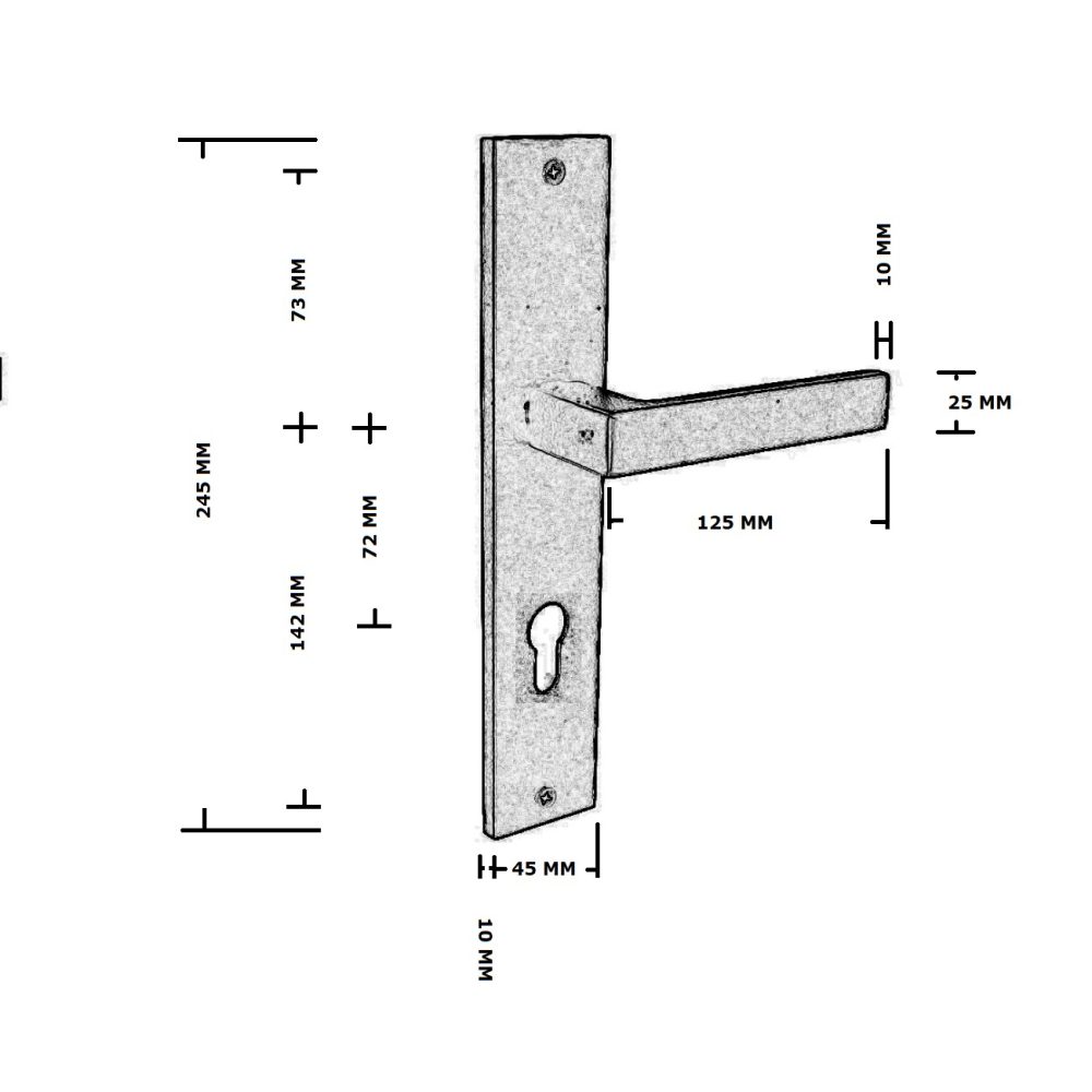 Tek. Deurkruk Saar op schild 245x45mm PC72 matzwart - VDS 54256 - Deurbeslag-en-meer