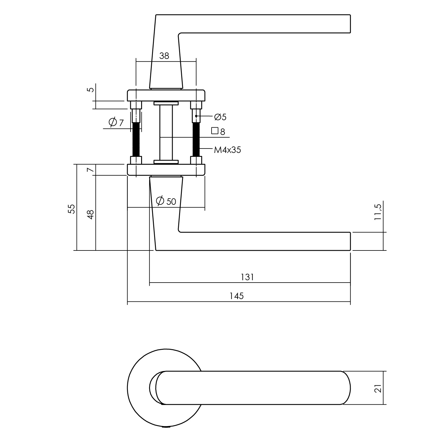 Tek. Deurkruk Sora mat zwart op rozet Intersteel 0023.046402 - Deurbeslag-en-meer.nl