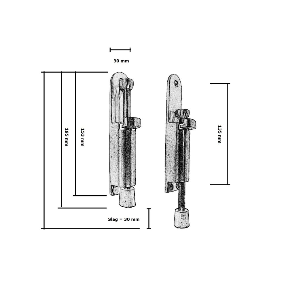 Tek. Deurvastzetter 30mm RVS geborsteld - Deurbeslag-en-meer