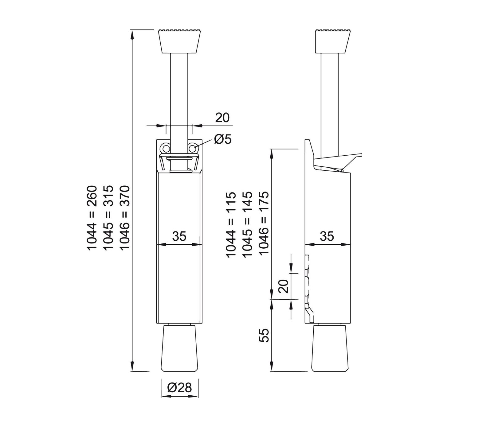 Tek. Deurvastzetter aluminium 120mm KWS 1046.31 - Deurbeslag-en-meer.nl