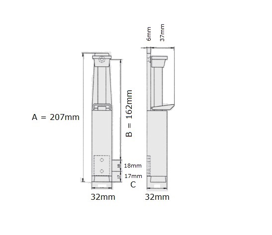 Tek. Deurvastzetter luxe Heavy Duty 60mm alu F1 - Dulimex 0534.200.0062 - Deurbeslag-en-meer