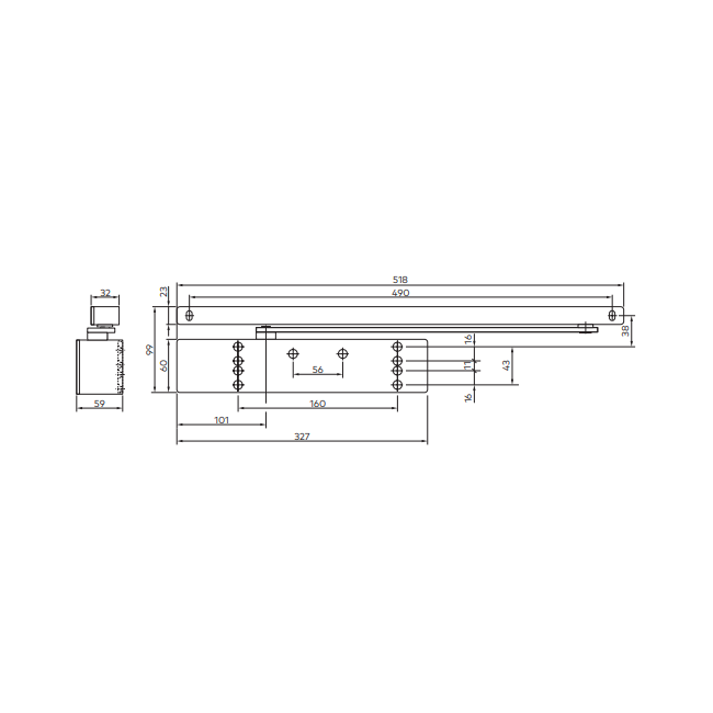 Tek. Dorma deurdranger TS 98 XEA zwart exclusief glijarm 44110119 - Deurbeslag-en-meer.nl