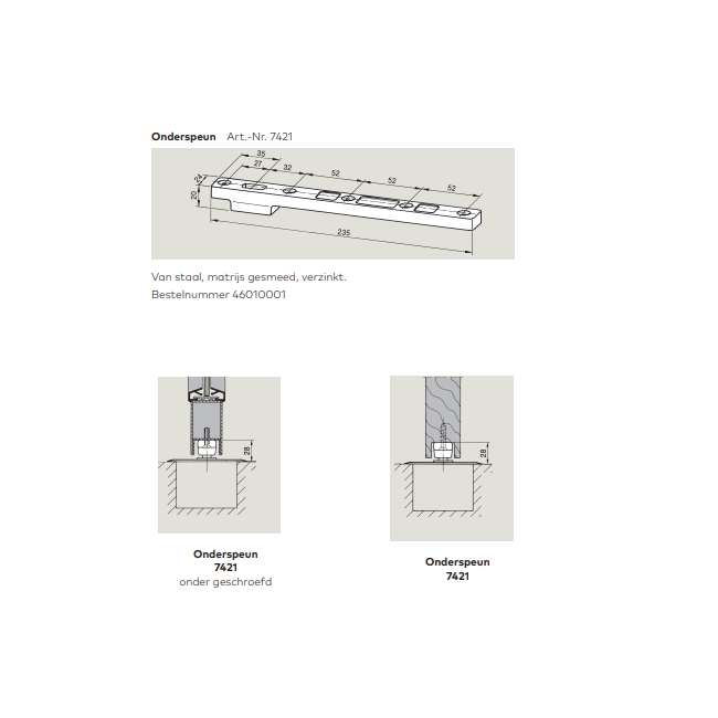 Tek. Dorma onderspeun 7421 v. BTS80 - Deurbeslag-en-meer.nl