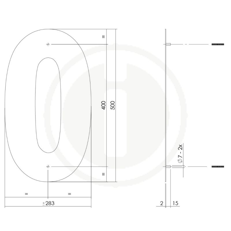 Tek. Huisnummer 0 XXL mat zwart 50cm Intersteel 0023.402120 - Deurbeslag-en-meer.nl