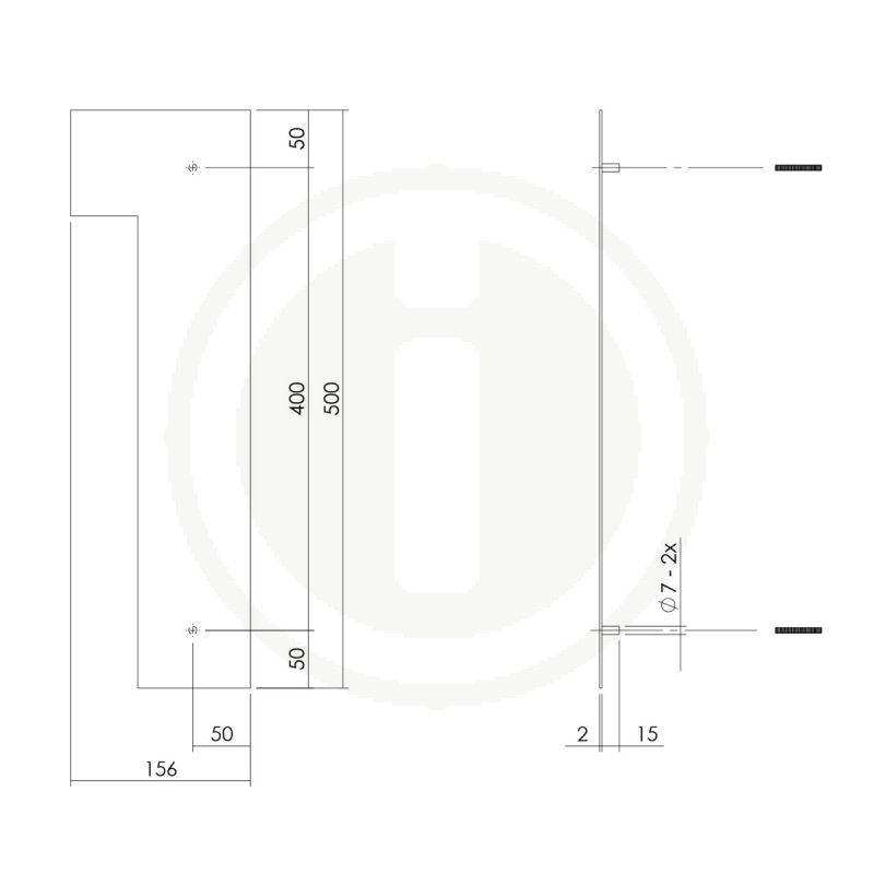 Tek. Huisnummer 1 XXL mat zwart 50cm Intersteel 0023.402121 - Deurbeslag-en-meer.nl