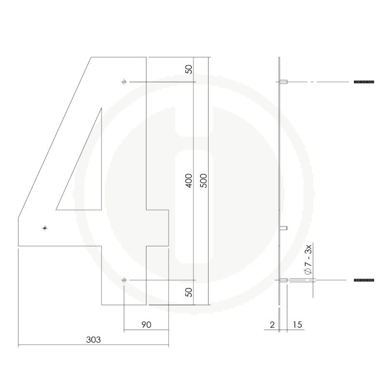 Tek. Huisnummer 4 XXL mat zwart 50cm Intersteel 0023.402124 - Deurbeslag-en-meer.nl