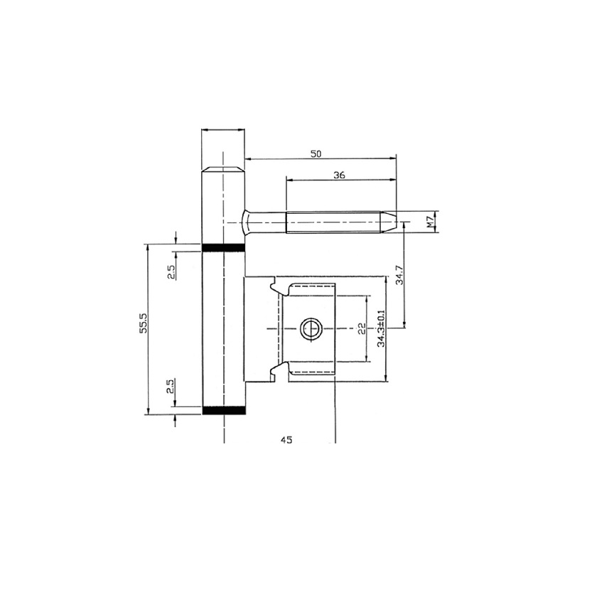 Tek. Inboorpaumelle staalkozijn zwart 14mm Polynorm 6001.480.5443 - Deurbeslag-en-meer.nl