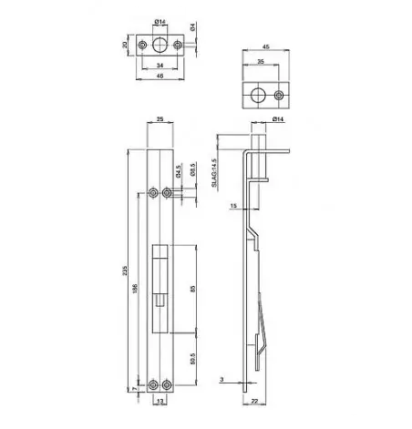 Tek. Kantschuif voor houten deur RVS geborsteld 235mm 5160 Assa Abloy - Lips - Deurbeslag-en-meer.nl