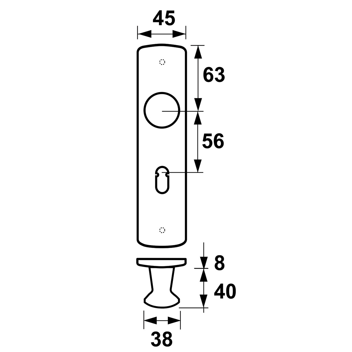 Tek. Knopschild Axa Curve F1 SL56 6210701156E - Deurbeslag-en-meer