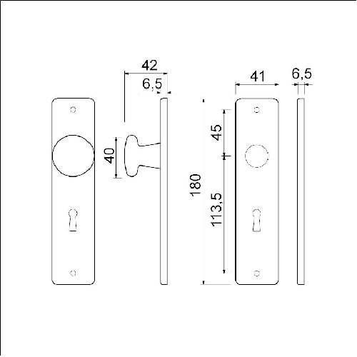 Tek. Knopschild zwart SL56 180x41mm 739172 - Deurbeslag-en-meer.nl