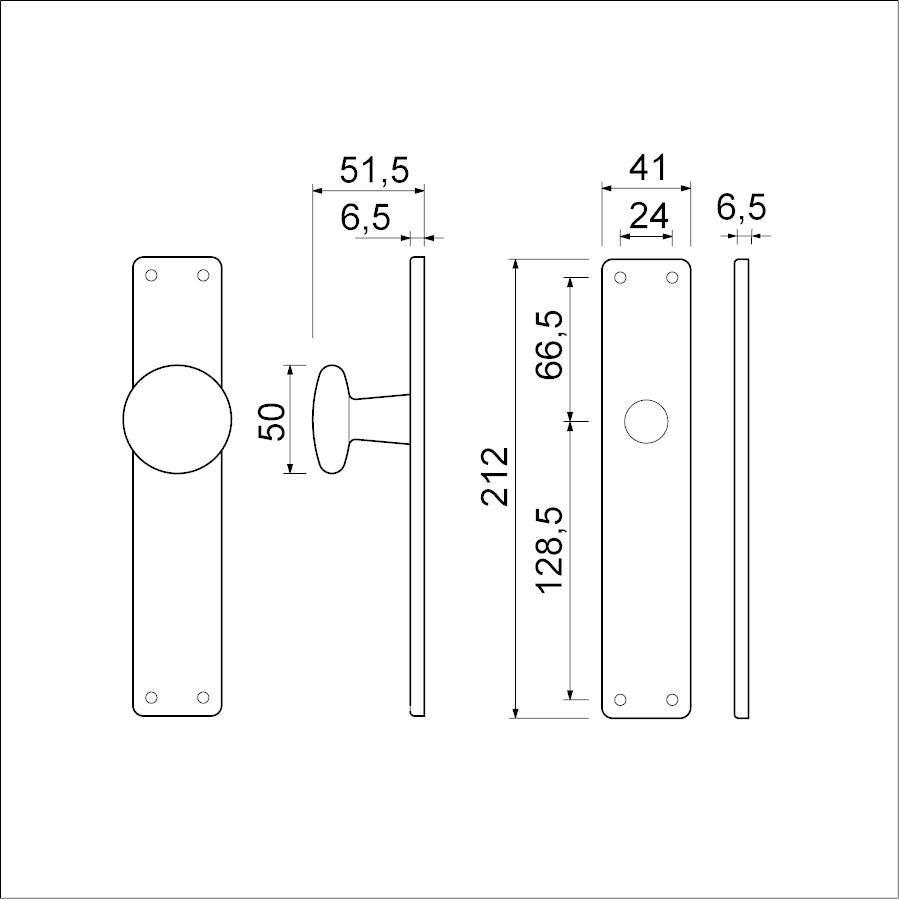 Tek. Knopschild zwart XL blind 212x41mm AMI 212 - Deurbeslag-en-meer.nl