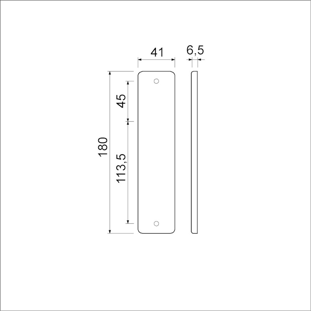 Tek. Kortschild 180 blind zonder krukgat zwart 0170.200.0211 - Deurbeslag-en-meer.nl