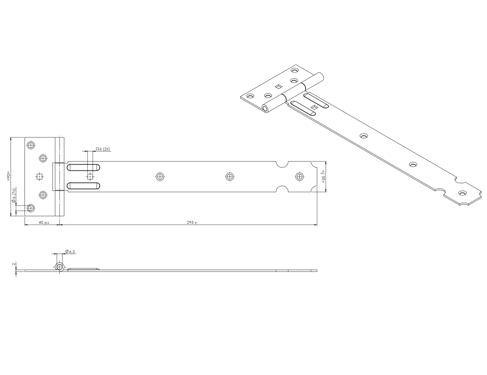 Tek. Kruisheng licht 300 mm zwart 408150 - Deurbeslag-en-meer.nl