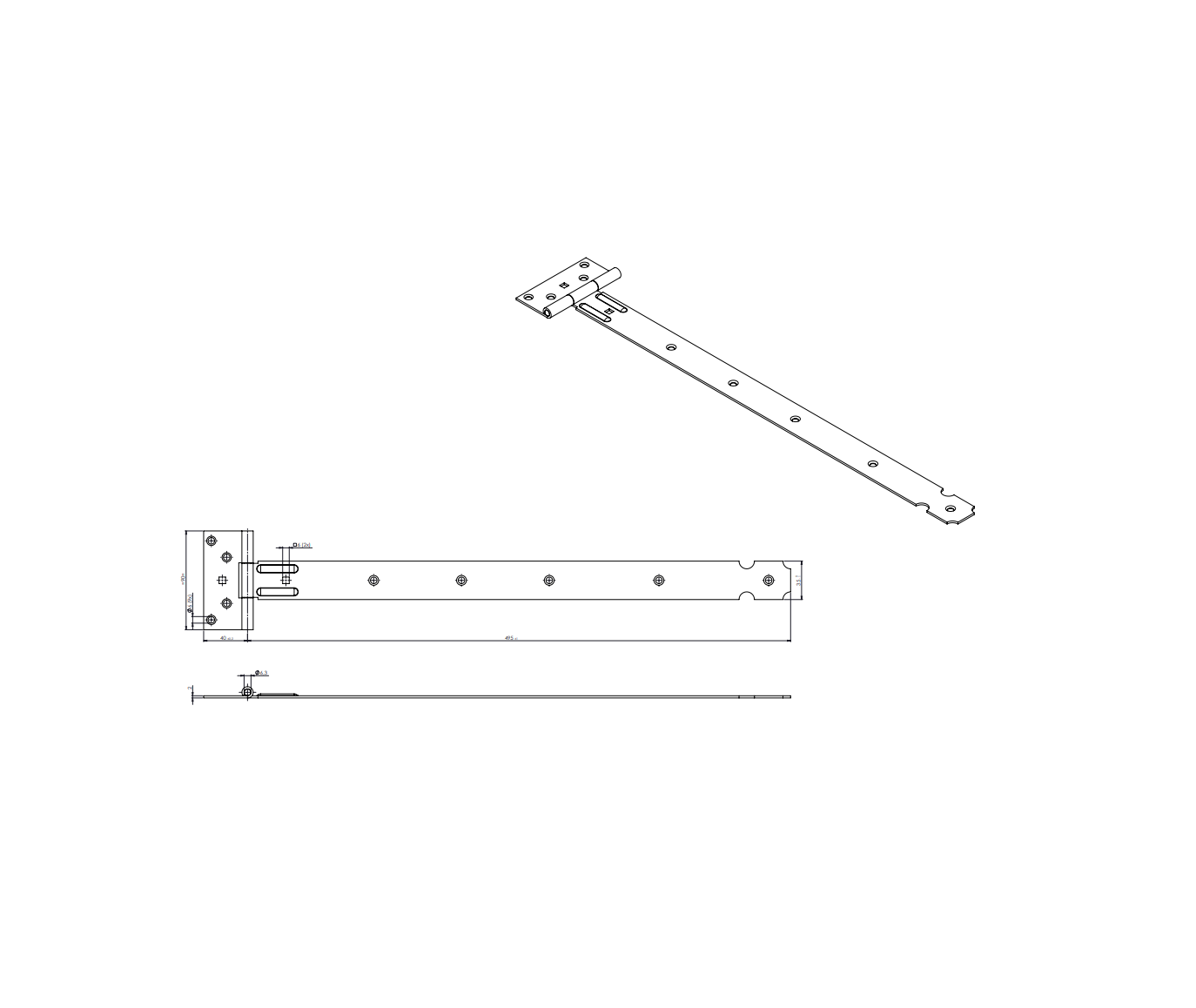 Tek. Kruisheng licht 500 mm zwart 408190 - Deurbeslag-en-meer.nl