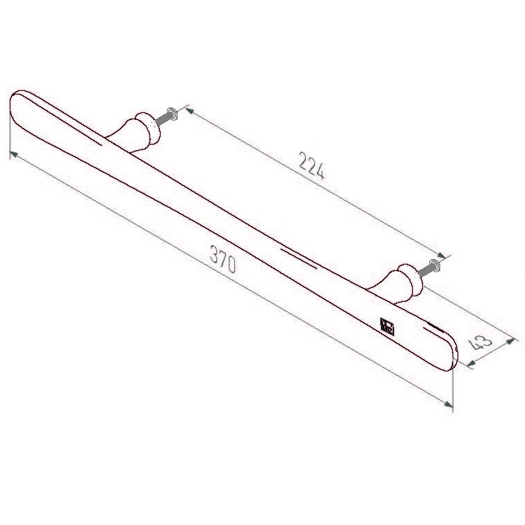 Tek. Meubelgreep Pure zwart T-model PMBU 224mm Dauby 8688VO - Deurbeslag-en-meer.nl