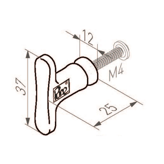 Tek. Meubelknop Pure zwart T-model PBU 37mm Dauby 8091 - Deurbeslag-en-meer.nl