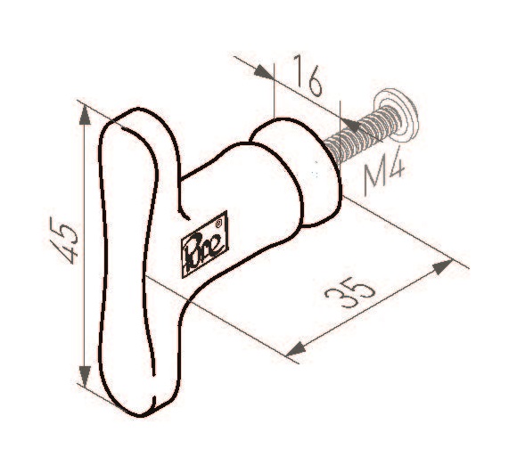 Tek. Meubelknop Pure zwart T-model PBU 45mm Dauby 8089 - Deurbeslag-en-meer.nl