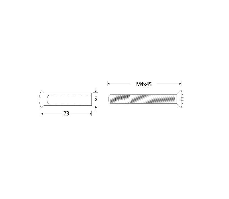 Tek. Patentbout M4x45mm messing ongelakt W0200.9127.90