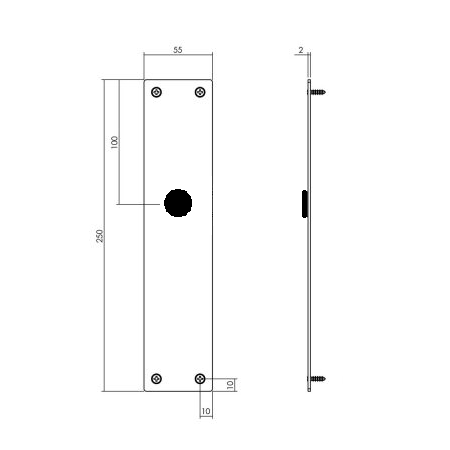 Tek. Renovatieschild 250x55x2mm geheel blind Amsterdam-Rhenen - Deurbeslag-en-meer.nl