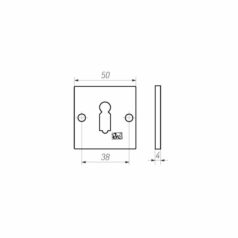 Tek. Sleutelrozet vierkant PURE 14602 Ruw Brons - Dauby 14602RB - Deurbeslag-en-meer