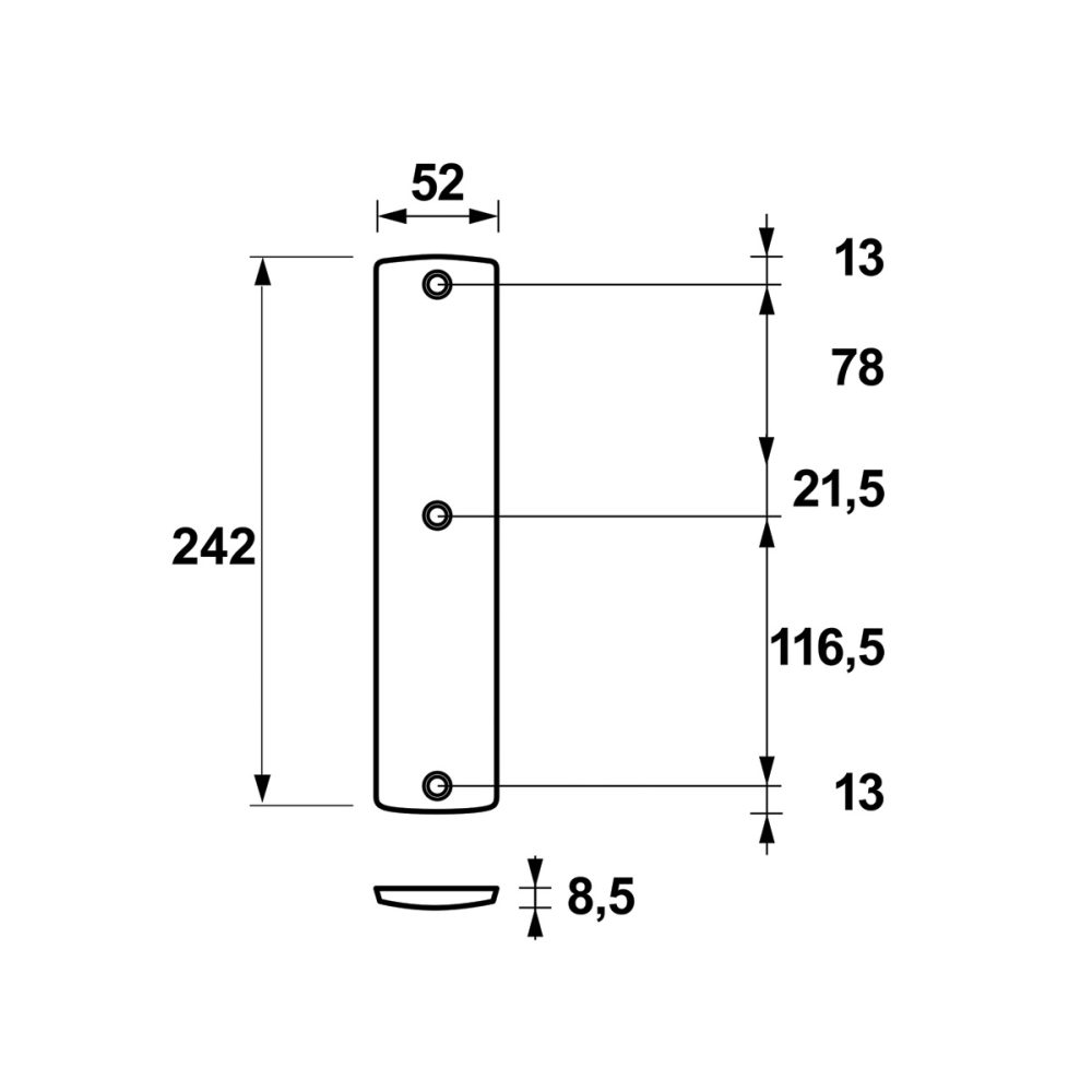 Tek. Veiligheid binnenschild zwart lang Curve F8 geheel blind - AXA 66619018 - Deurbeslag-en-meer.nl