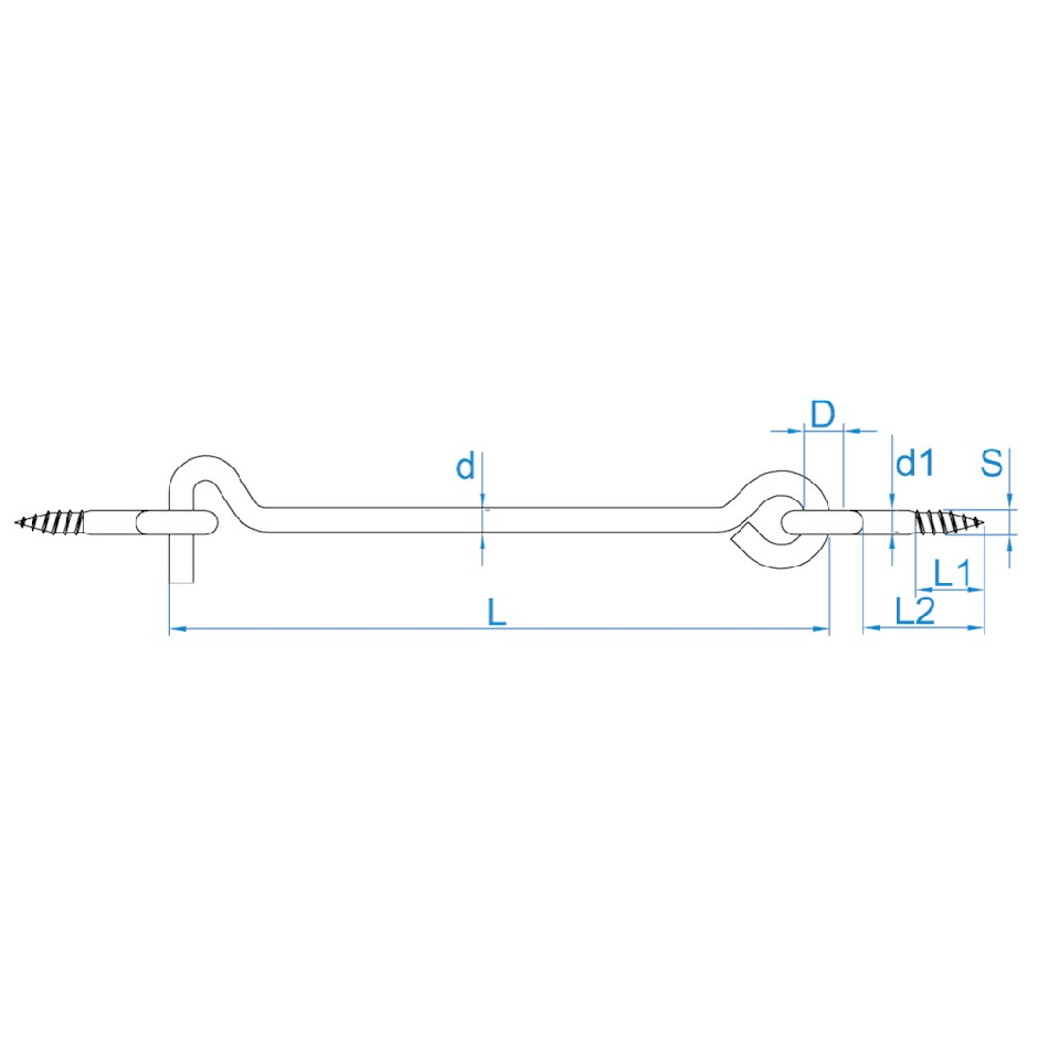 Tek. Windhaak 400mm RVS-A2 met 2 schroefogen 063.00400.9010 - Deurbeslag-en-meer.nl