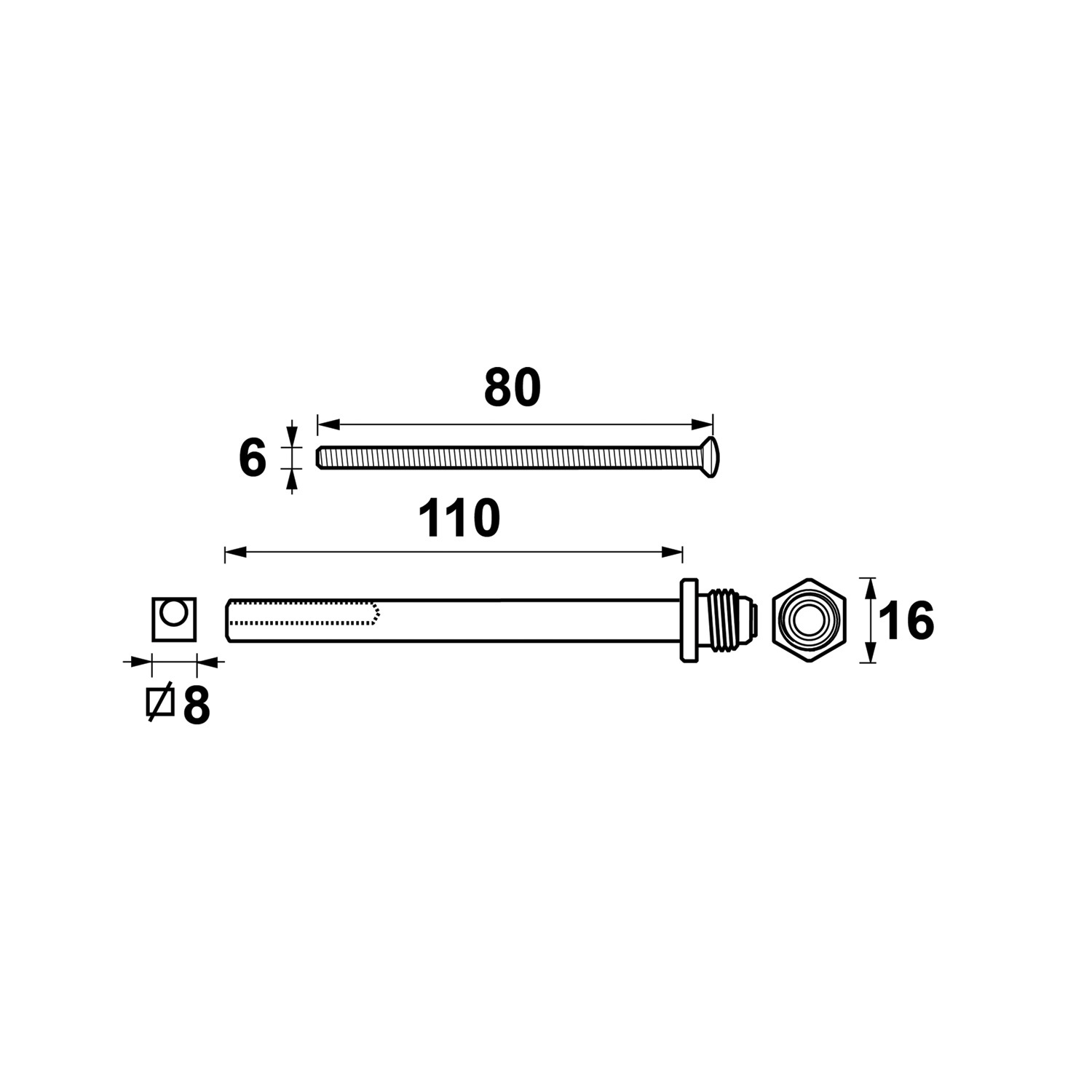 Tek. Wisselstift+bouten t.bv. deurdikte 75mm RVS - AXA 69906123E - Deurbeslag-en-meer