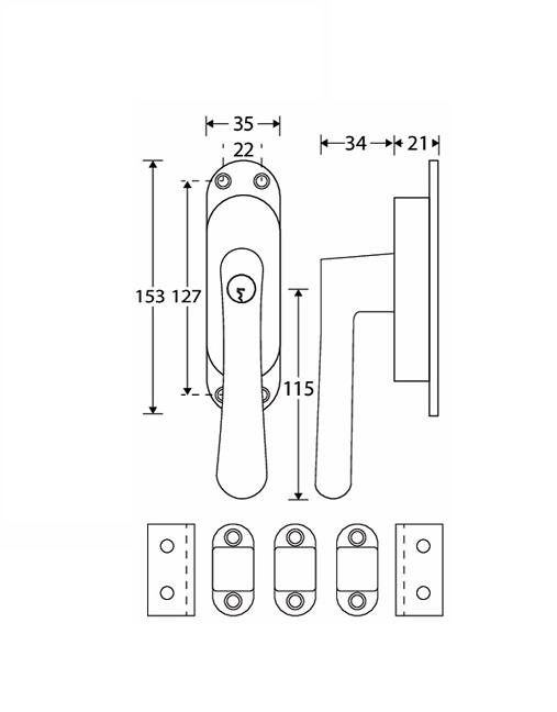 Krukespagnolet Mi Satori zwart incl.stangen W3000.5580.90 - Deurbeslag-en-meer.nl