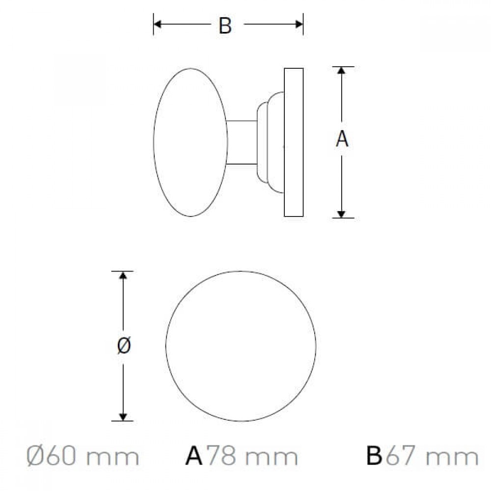 Tek. Voordeurknop Mi Satori Paddestoel 60mm zwart W3000.4007.90 - Deurbeslag-en-meer.nl