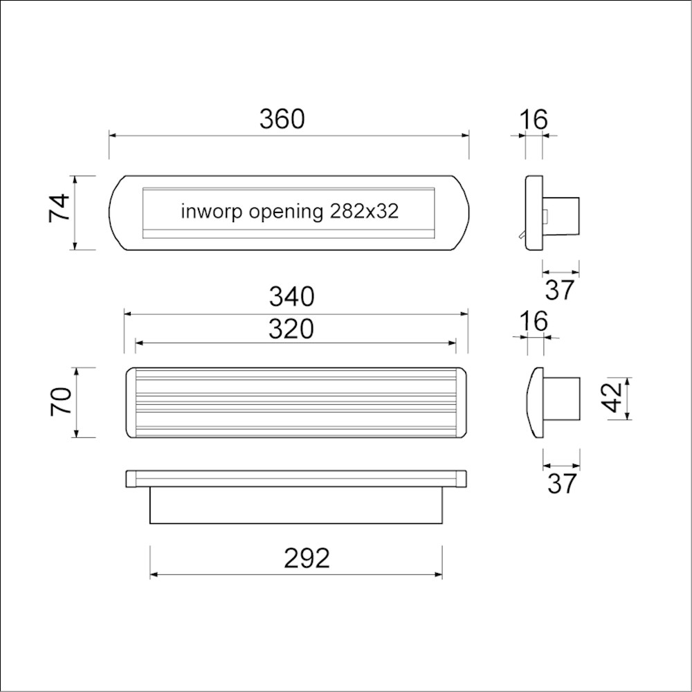 Briefplaat met tochtklep aluminium F1 EP975/1