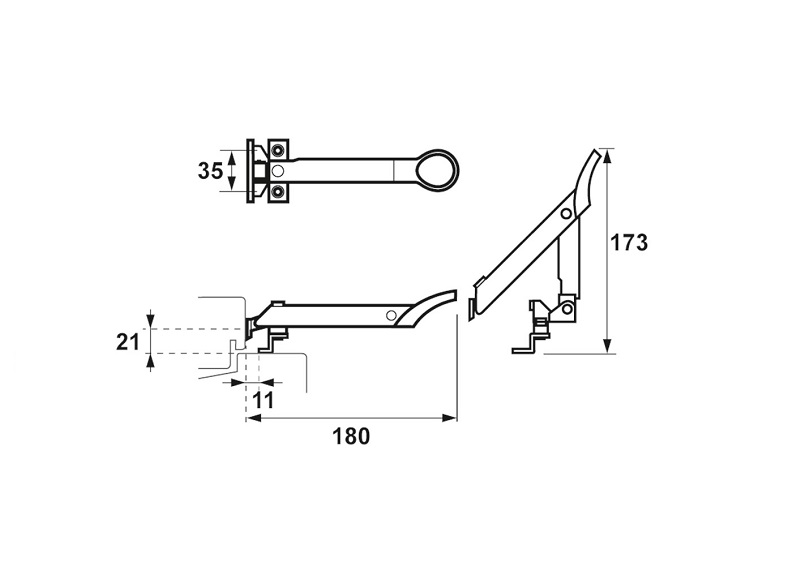 Axaflex raamuitzetter RVS 16cm tbv smalle dorpel 26421081E - Deurbeslag-en-meer.nl